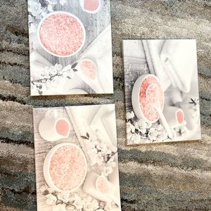 3 grey/pink/white pictures